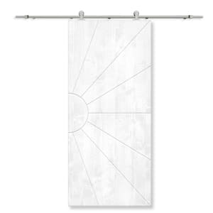 36 in. x 84 in. White Stained Pine Wood Modern Interior Sliding Barn Door with Hardware Kit