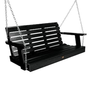 Weatherly 48 in. 2-Person Black Recycled Plastic Porch Swing