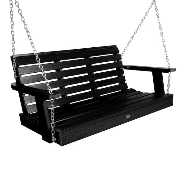 Highwood Weatherly 48 in. 2-Person Black Recycled Plastic Porch Swing