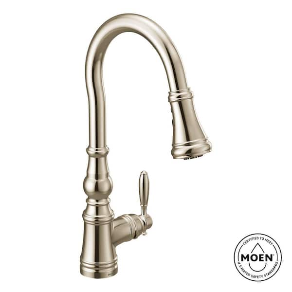 Weymouth Polished Nickel 16.73 in. H Pull Down Sprayer Kitchen Faucet with 360 Degree Spout Swivel and Power Boost