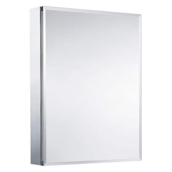 Unbranded 24 in. W x 30 in. H Silver Recessed/Surface Mount Soft Close Medicine Cabinet with Mirrored Door