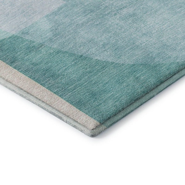 Mayfield Premium Machine Washable Abstract AMF2058 Seafoam 8 ft. x 10 ft. Area Rug