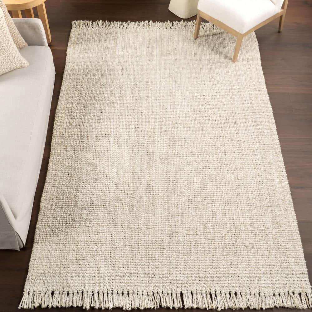 Handmade Bleach White Jute 6' x 9' Rectangular Area Rug