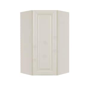 Princeton Assembled 24 in. x 42 in. x 12 in. Wall Diagonal Corner Cabinet with 1-Door 3-Shelves in Off-White