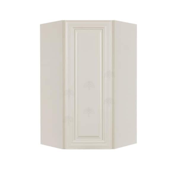 LIFEART CABINETRY Princeton Assembled 24 in. x 42 in. x 12 in. Wall Diagonal Corner Cabinet with 1-Door 3-Shelves in Off-White