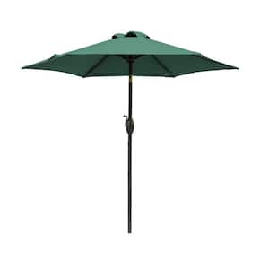 7.5 ft. x 7.5 ft. Polyester Patio Umbrella, Outdoor Table Market Umbrella with Crank and Push Button Tilt, Dark Green