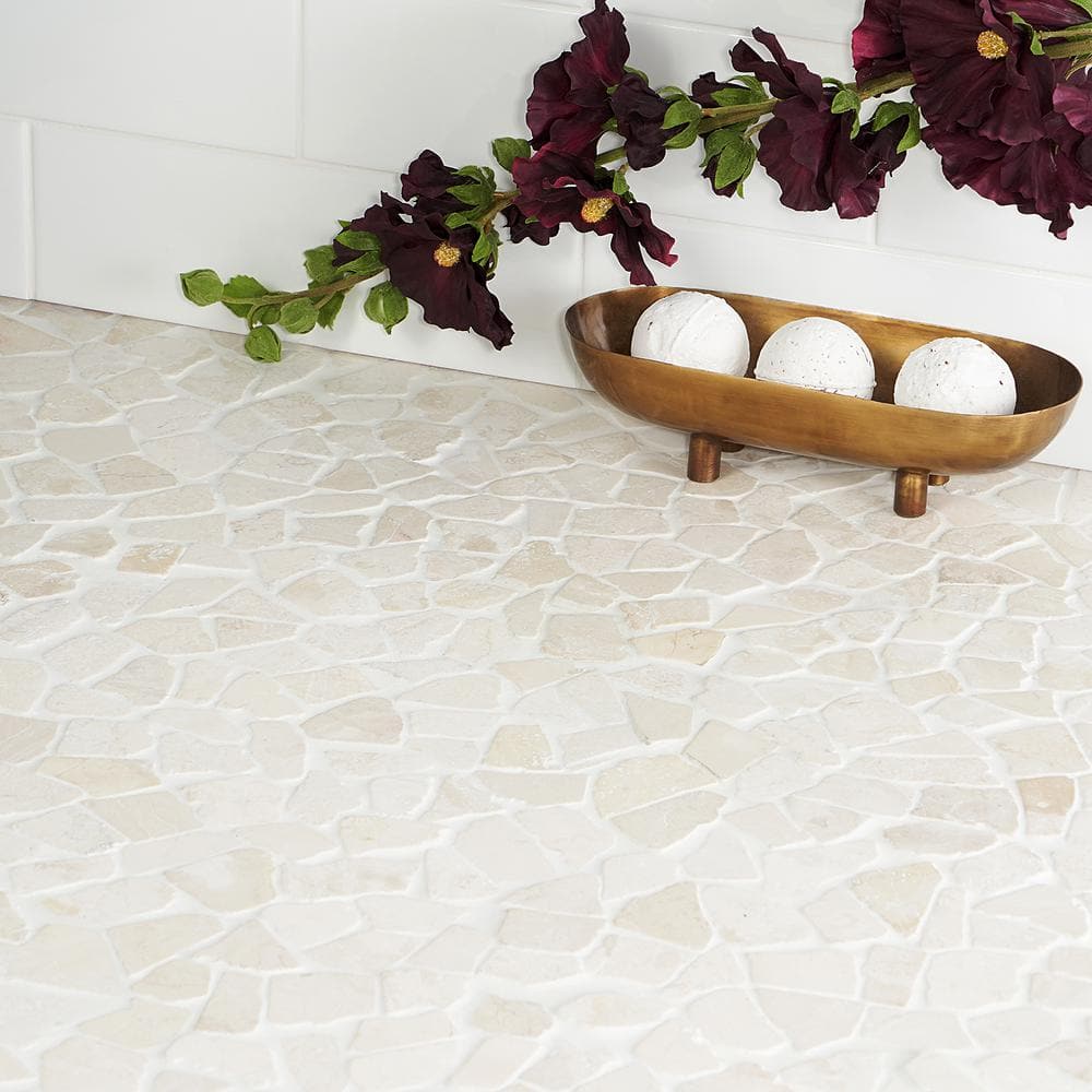 White Slate Pebble Mosaic Tile for Indoor and Outdoor