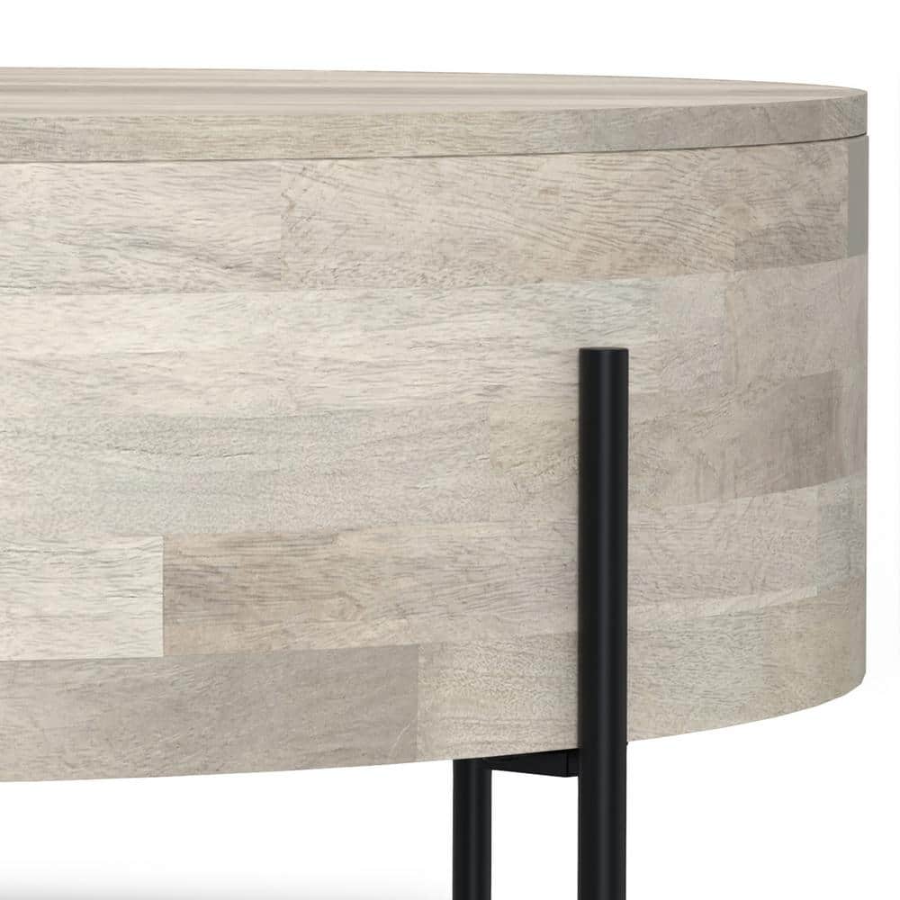 Rayburn White Wash Mango Wood and Metal Round Coffee Table