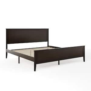 Corbin Brown Wood Frame King Platform Bed with Solid Wood