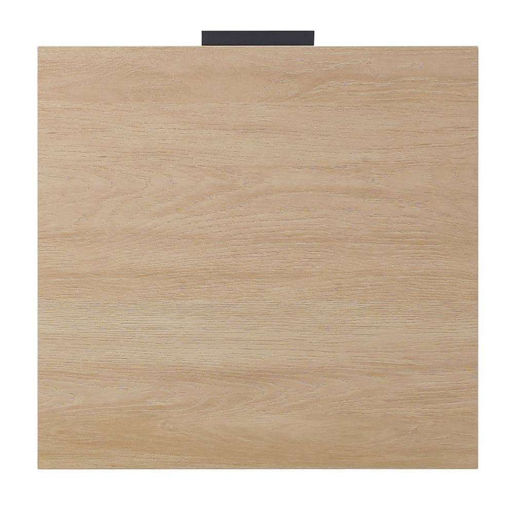 Modern Coastal Oak and Black Fluted Drawer Side Table