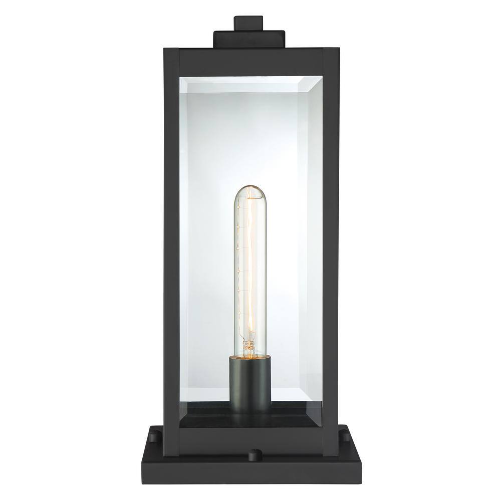 Westover Black Steel Outdoor Post Lantern with Glass Shade
