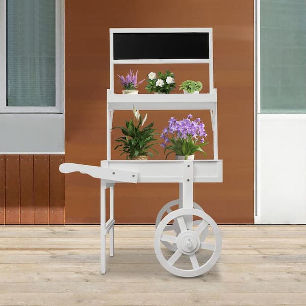YIYIBYUS White 31 in. x 49 in. Wood Decorative Stand Flower Shop