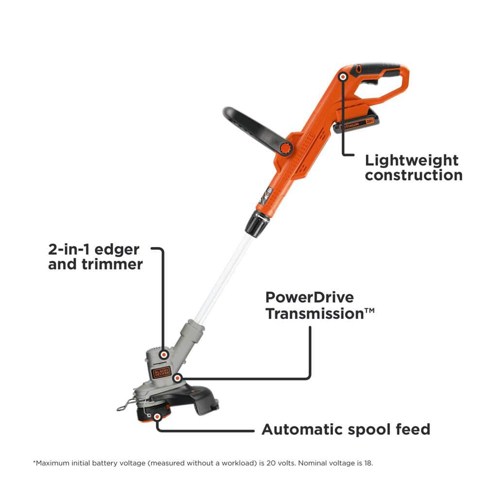 20V MAX Cordless Battery Powered 2-in-1 String Trimmer & Lawn Edger Kit with (1) 2Ah Battery & Charger