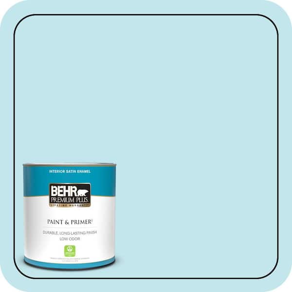 BEHR PREMIUM PLUS 1 qt. #520A-2 Ice Flower Satin Enamel Low Odor Interior Paint & Primer