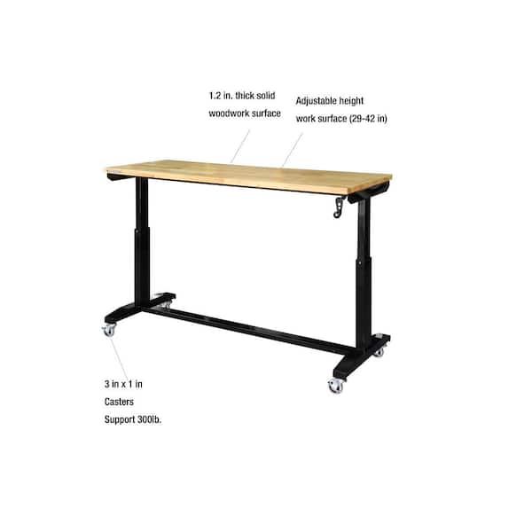 Husky 62 In Adjustable Height Work Bench Table Holt62xdb12 The Home Depot - How Height Adjustable Table Works