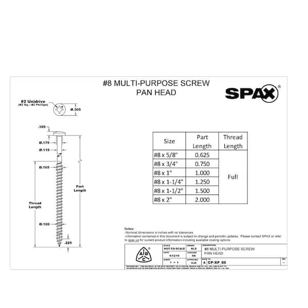 SPAX #8 x 3/4 in. Interior Pan Head Wood Metal Screws Cabinet
