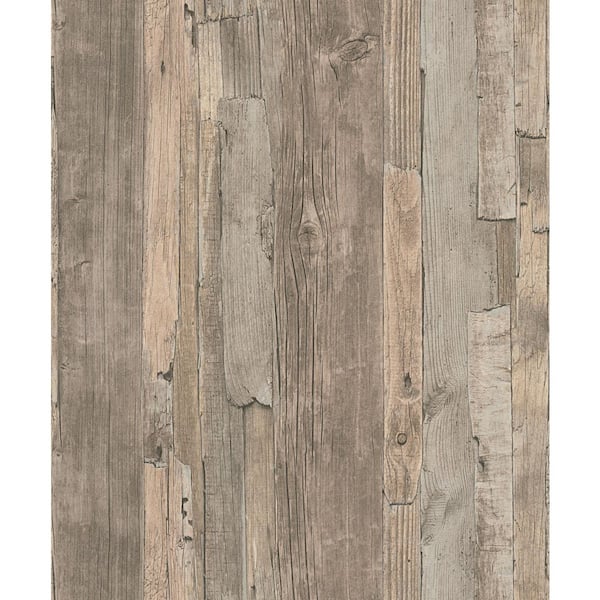 Unbranded Woods and Wicker Collection Brown Drift Wood Effect Matte Finish Vinyl on Non-woven Non-pasted Wallpaper Sample