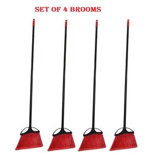 10 in. Red Indoor Outdoor Bristle Angle Broom (4-Pack)