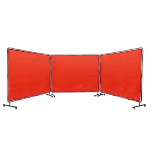 Welding Screen with Frame 6 ft. x 8 ft. 3-Panel Welding Curtain Screens, Flame-Resistant Vinyl Welding Protection Screen