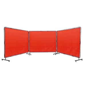 Welding Screen with Frame, 6 x 8ft. 3 Panel Welding Curtain Screens, Flame-Resistant Vinyl Welding Protection Screen