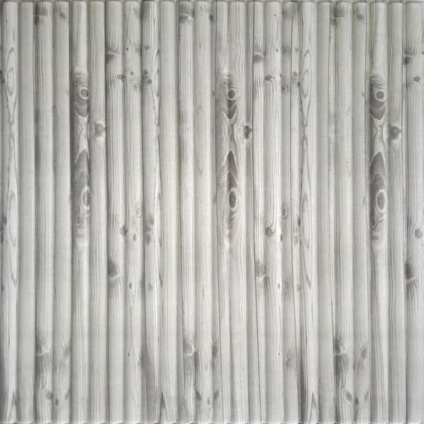 Dundee Deco Falkirk Jura II 1/3 in. 28 in. x 28 in. Peel and Stick Off White, Grey Bamboo PE Foam Decorative Wall Paneling (10-Pack)