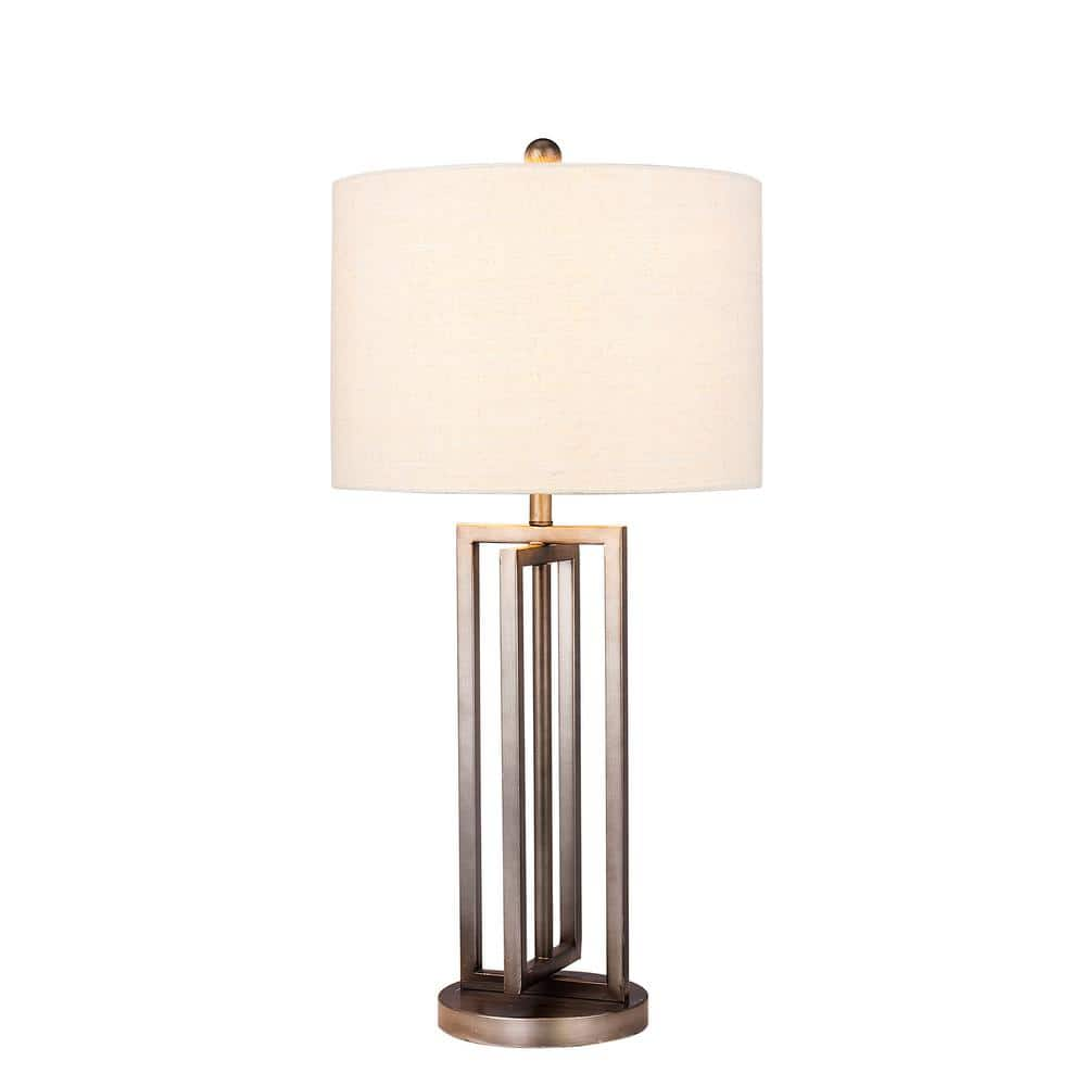 Fangio Lighting 29 in. Dark Silver Metal Table Lamp with Modern ...