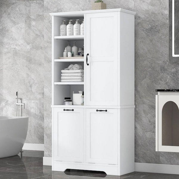 ZXDDMS 23 in. W x 13 in. D x 69 in. H White Linen Cabinet Tall
