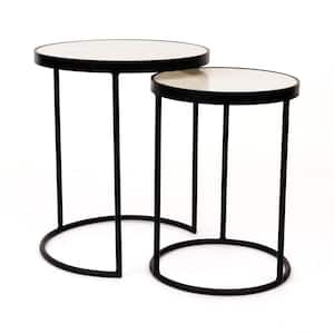 18 in. Round Marble Nesting Tables with set of 2