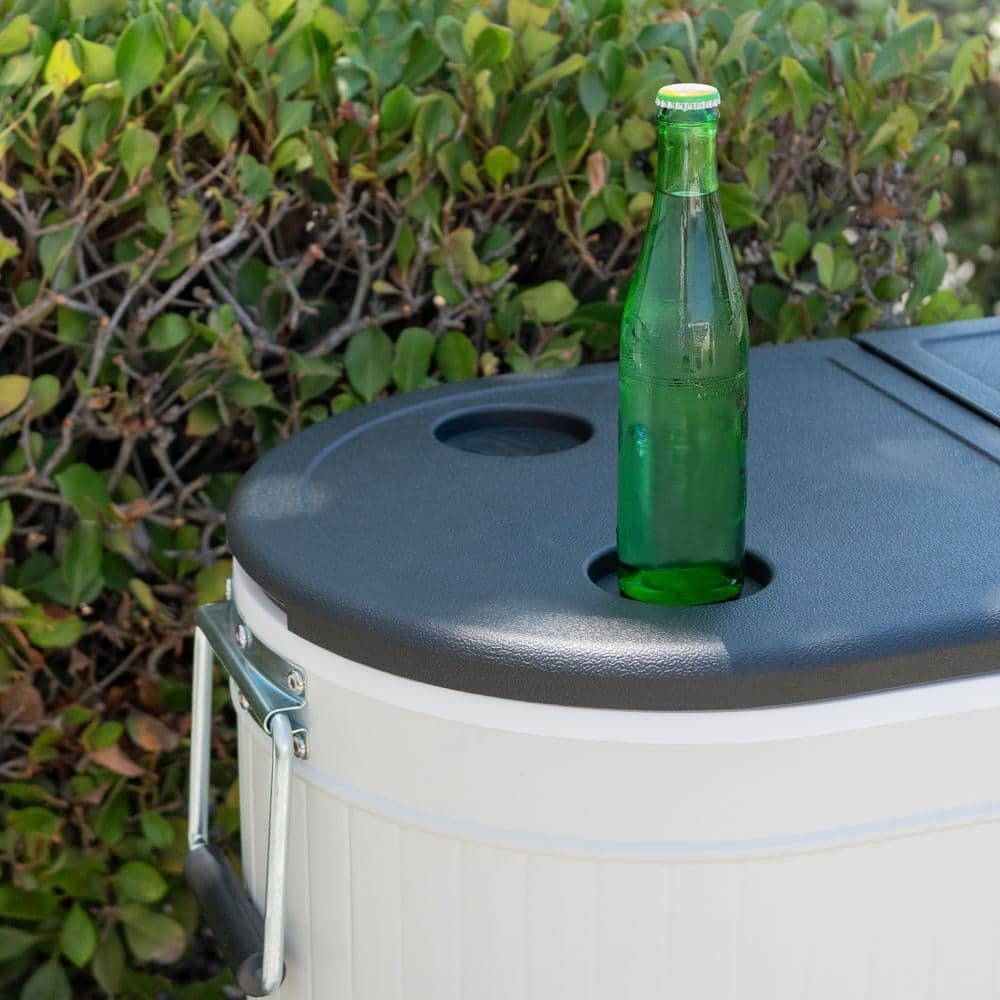 Permasteel 120-Qt White Metal Rolling Patio Cooler with Wheels