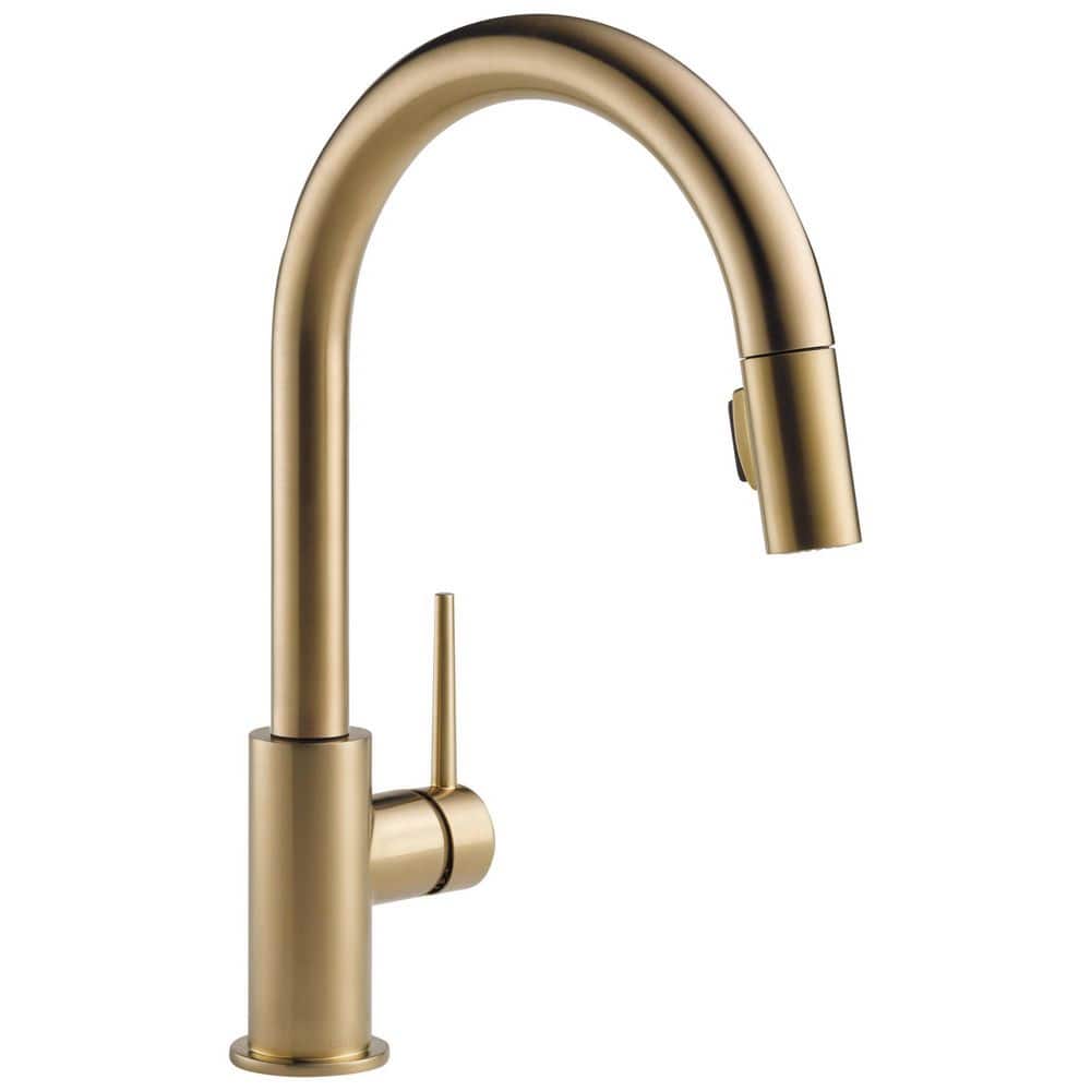 Trinsic 15.69 in. H Pull Down Sprayer Kitchen Faucet with 140° Spout Swivel in Champagne Bronze