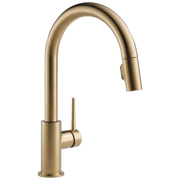 Trinsic 15.69 in. H Pull Down Sprayer Kitchen Faucet with 140° Spout Swivel in Champagne Bronze