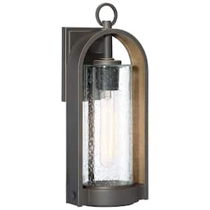 Kamstra 1-Light Oil Rubbed Bronze with Gold Highlights Outdoor Wall Lantern Sconce