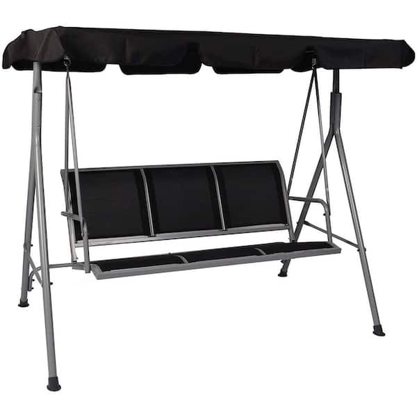 Unbranded 5.9 ft. Free Standing 3-Person Canopy Hammock with Adjustable Shade Supreme Comfort and Durable Design in Black