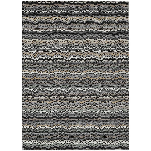 Chantille Machine Washable Indoor/Outdoor Abstract ACN2436 Black 5 ft. x 7 ft. 6 in. Area Rug