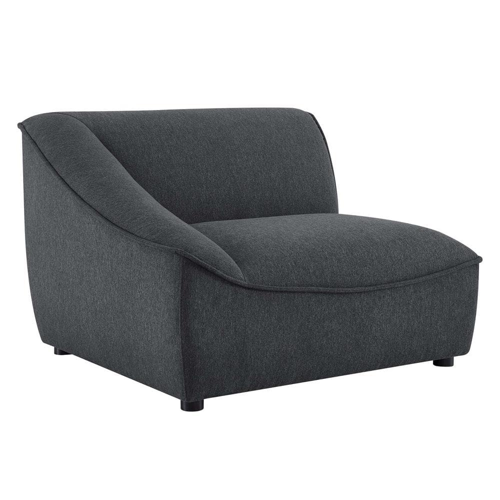 Charcoal Gray 4-Piece Modular Upholstered Sofa with Rubberwood Legs