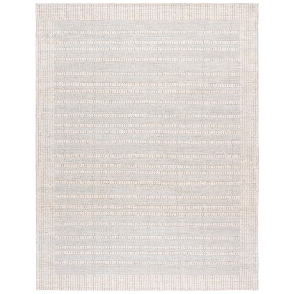Natural Fiber 8 ft. x 10 ft. Ivory Solid Color Striped Area Rug