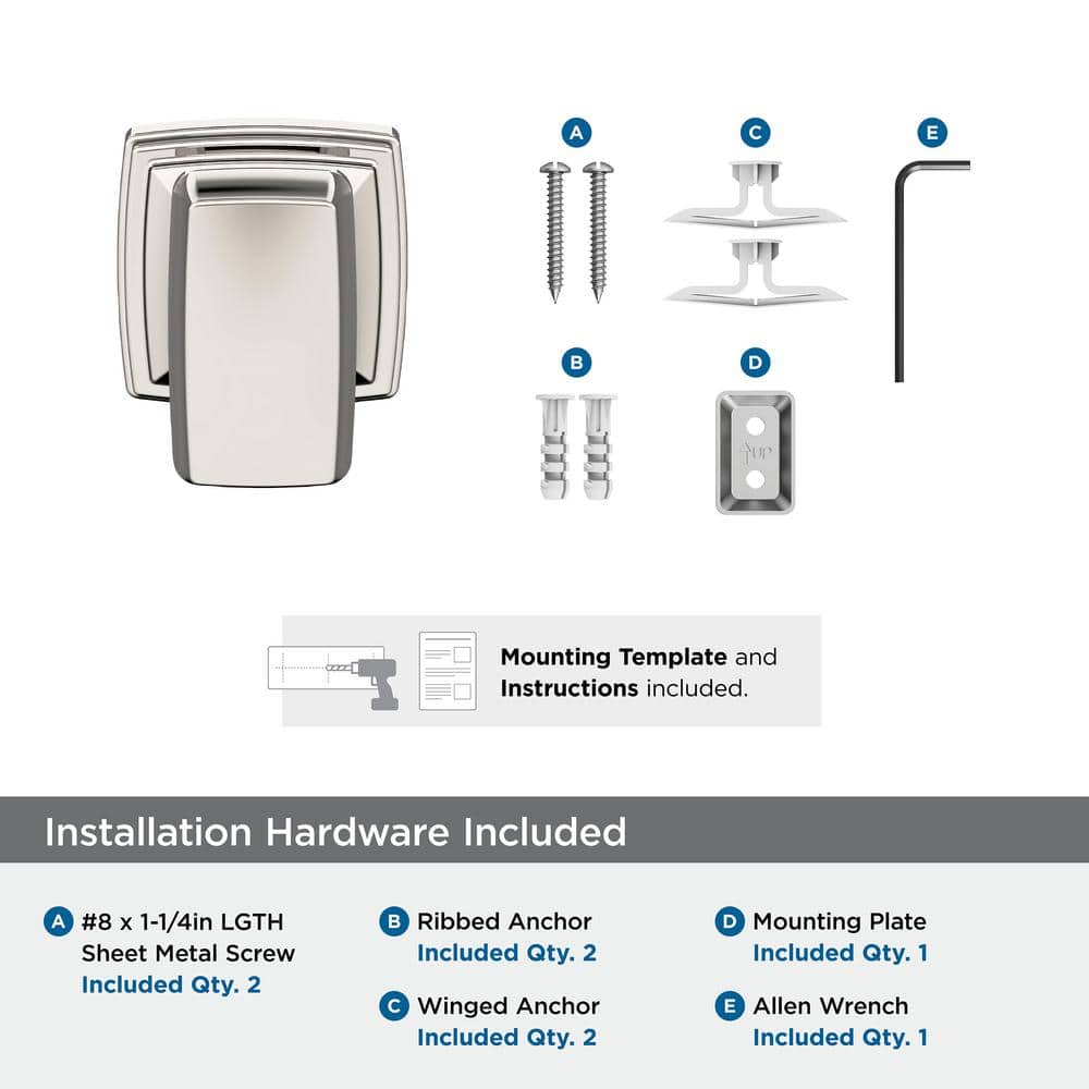 Polished Nickel Single Prong Bathroom Robe Hook