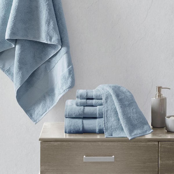 MADISON PARK Signature Turkish 6-Piece Blue Cotton Bath Towel Set