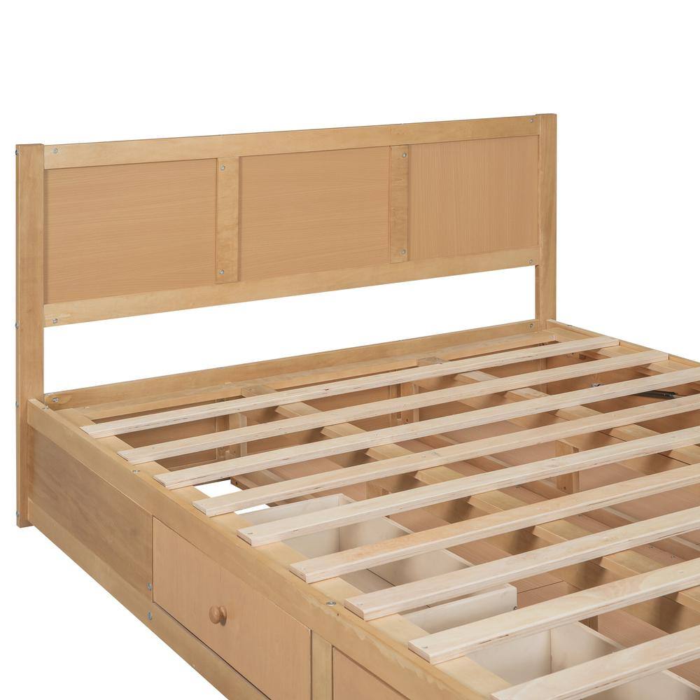 Brown Wood Frame Full Size Platform Bed with Underneath Storage and 2-Drawers - thumbnail 3