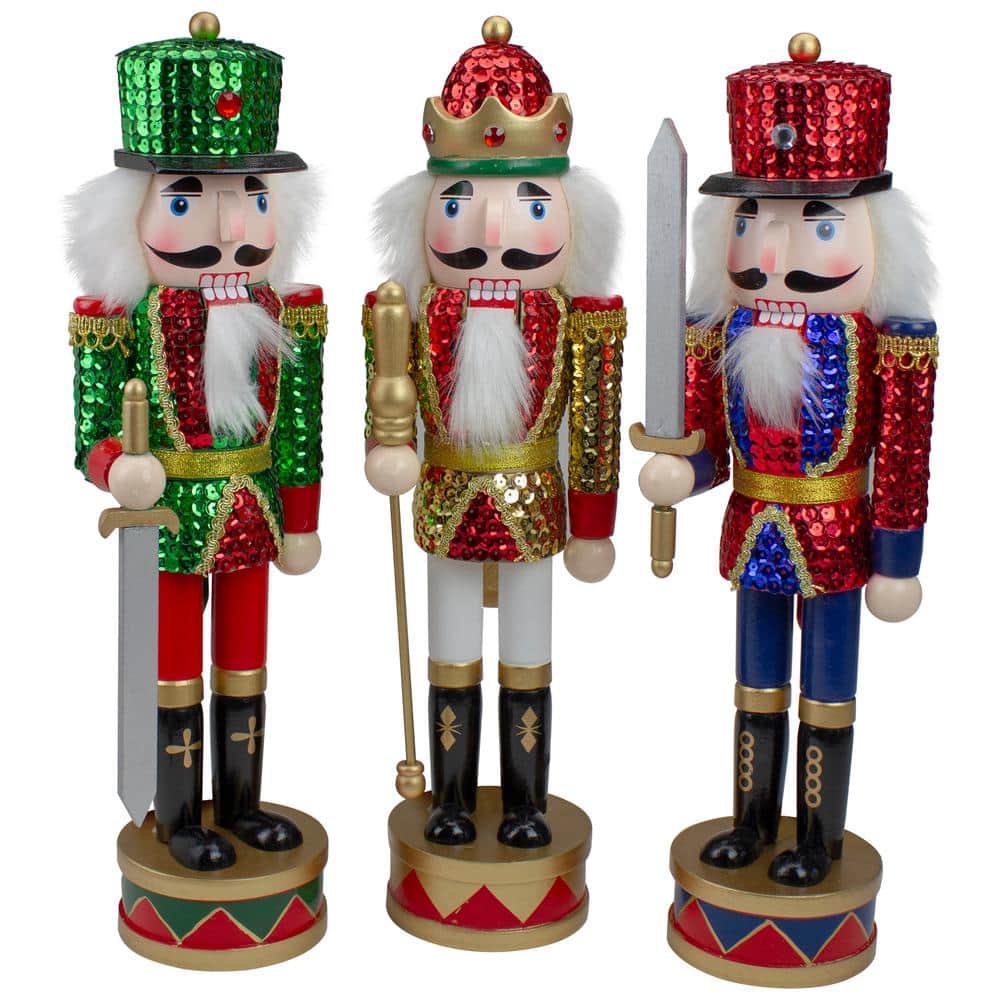 14 in. Wooden Sequin Jacket Christmas Nutcracker Set of 3 price history on PriceWatchPro