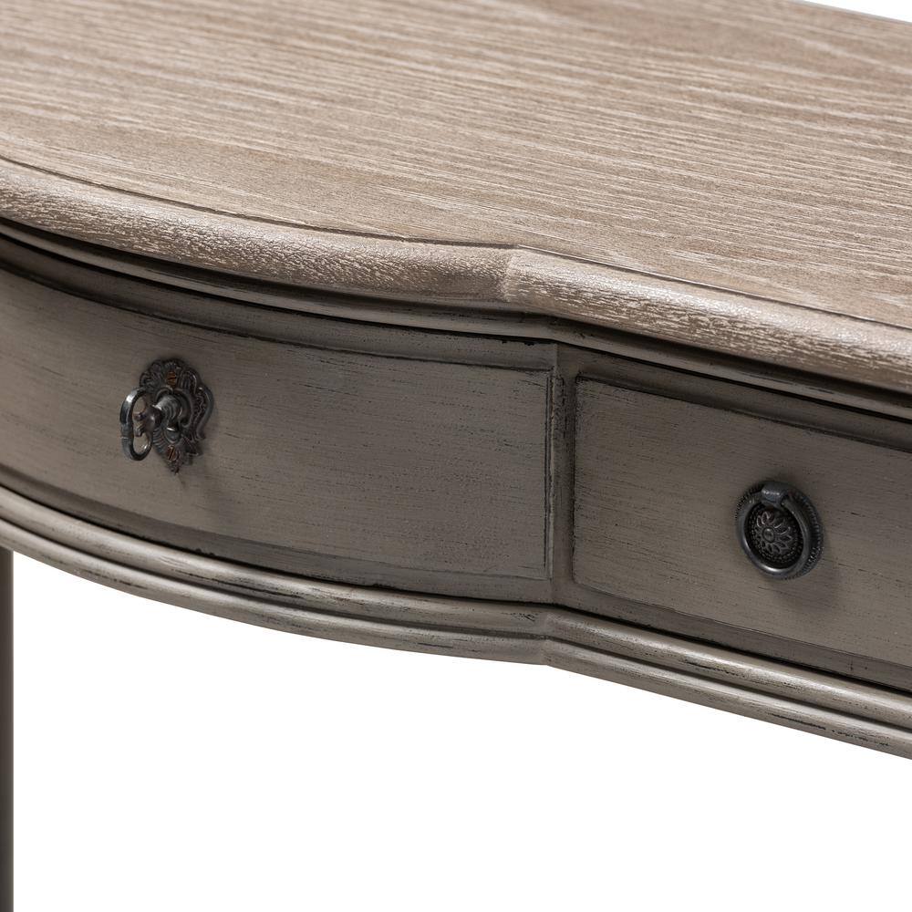 Noelle French Provincial Gray and White 3-Drawer Bayur Wood Console Table
