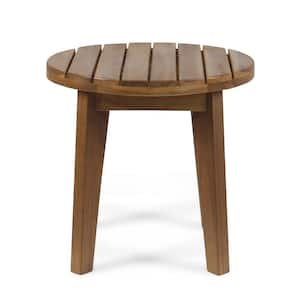 Outdoor 16 in. Acacia Wood Side Table, Teak Finish