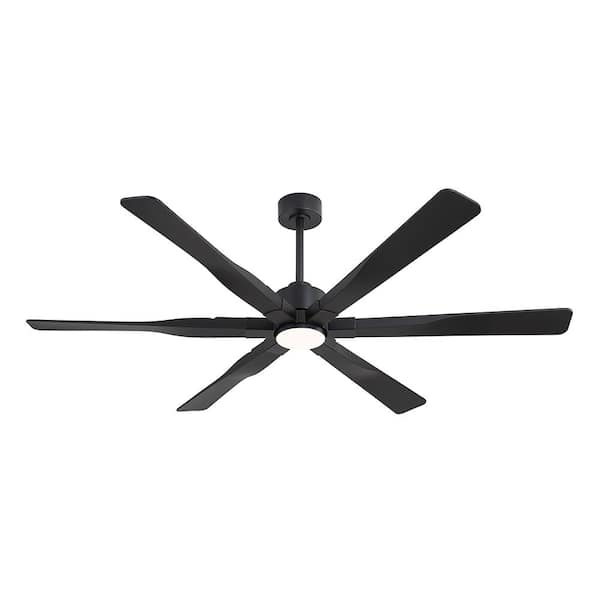 68 in. (5.7 ft.) 6 Blades Indoor Ceiling Fan with Integrated LED and Remote, Black