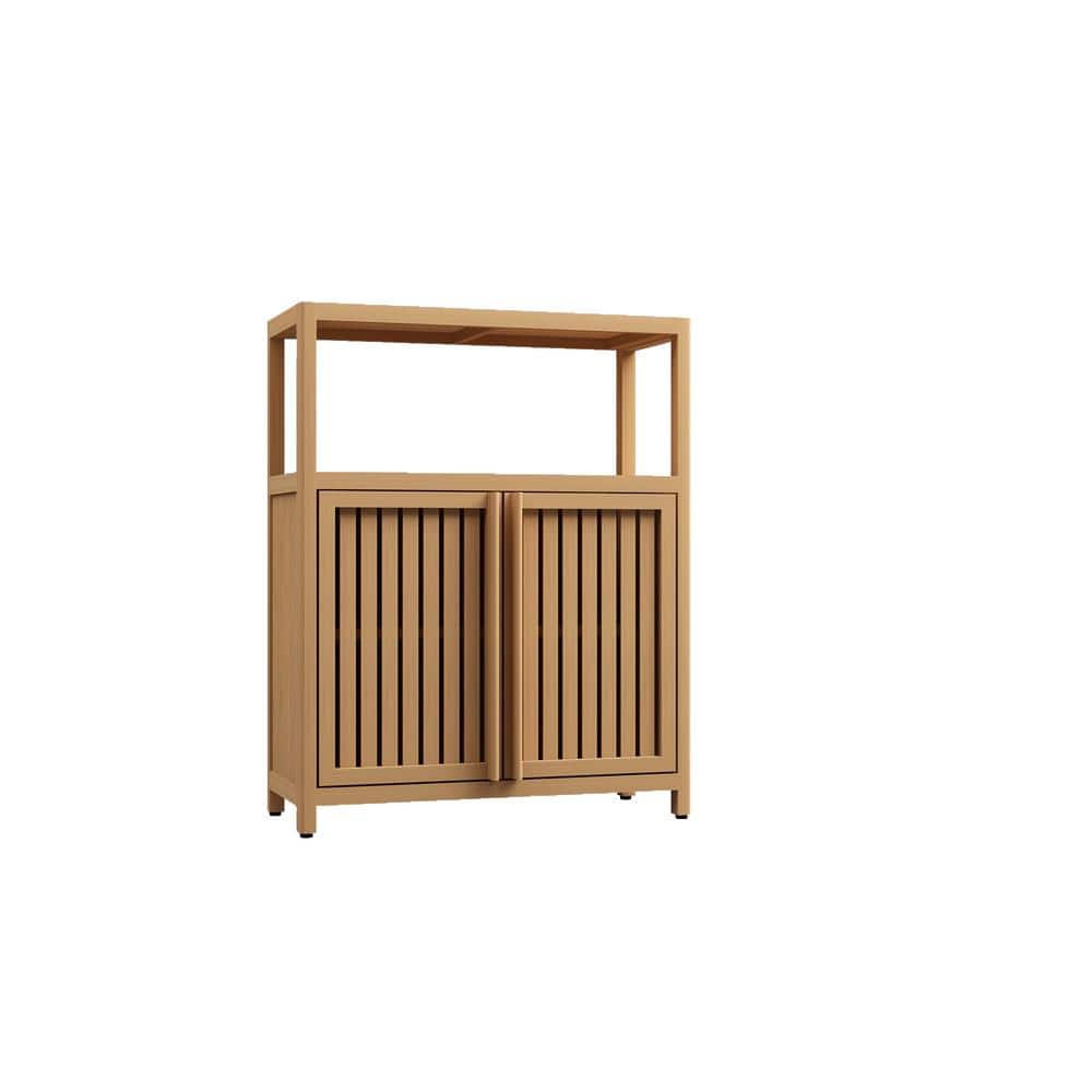 25 in. W x 11 in. D x 32 in. H in Natural Bamboo Ready to Assemble Floor Bathroom Storage Cabinet with Shelf