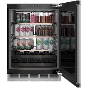 Smart 24 in. 14-Bottle Wine and 126-Can Beverage Cooler in Platinum Glass