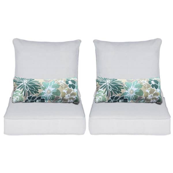 Aoodor 24 in. x 24 in. Outdoor Deep Seating Lounge Chair Cushion in Light Gray (Set of 6) (2 Back 2 Seater 2 Pillow)