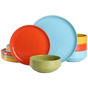 Marfa Sunset 12-Piece Assorted Colors Round Stoneware Dinnerware Set
