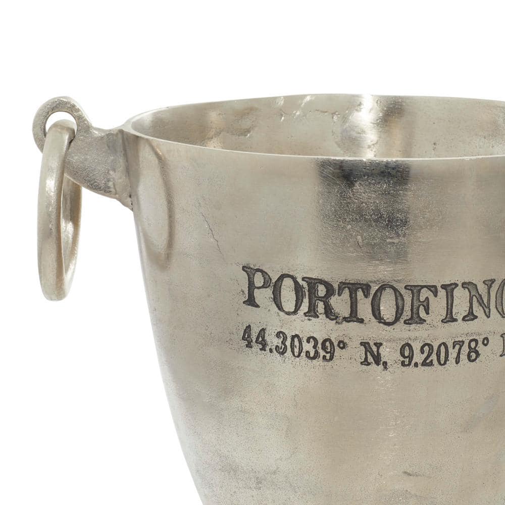 Vintage Silver Aluminum Champagne Ice Bucket with Handles