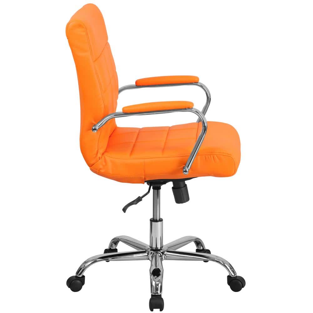 Vivian Mid-Back Orange Vinyl Executive Swivel Chair with Chrome Base