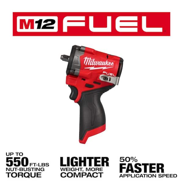 M12 FUEL 12V 3/8 in. Stubby Impact Wrench w/5.0Ah Battery & SHOCKWAVE PACKOUT Socket Set (36-Pc)